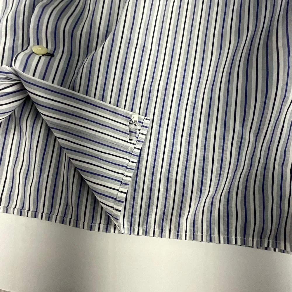 Banana Republic Slim Fit Italian Fabric Blue Stripe Button Down Shirt 16-16.5 L